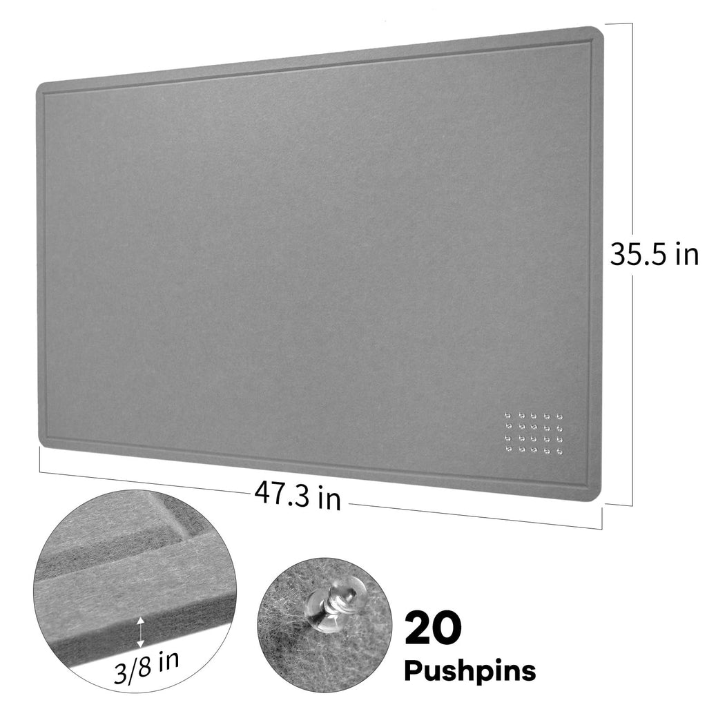 Lightomorrow Bulletin Board, 24 x 18 inches Decorative Felt Pin Board, Vision Board Cork Board Alternative for Wall, Foldable Photo Board Self-Adhesive Vision Board Mood Board with 20 Pushpins - Black