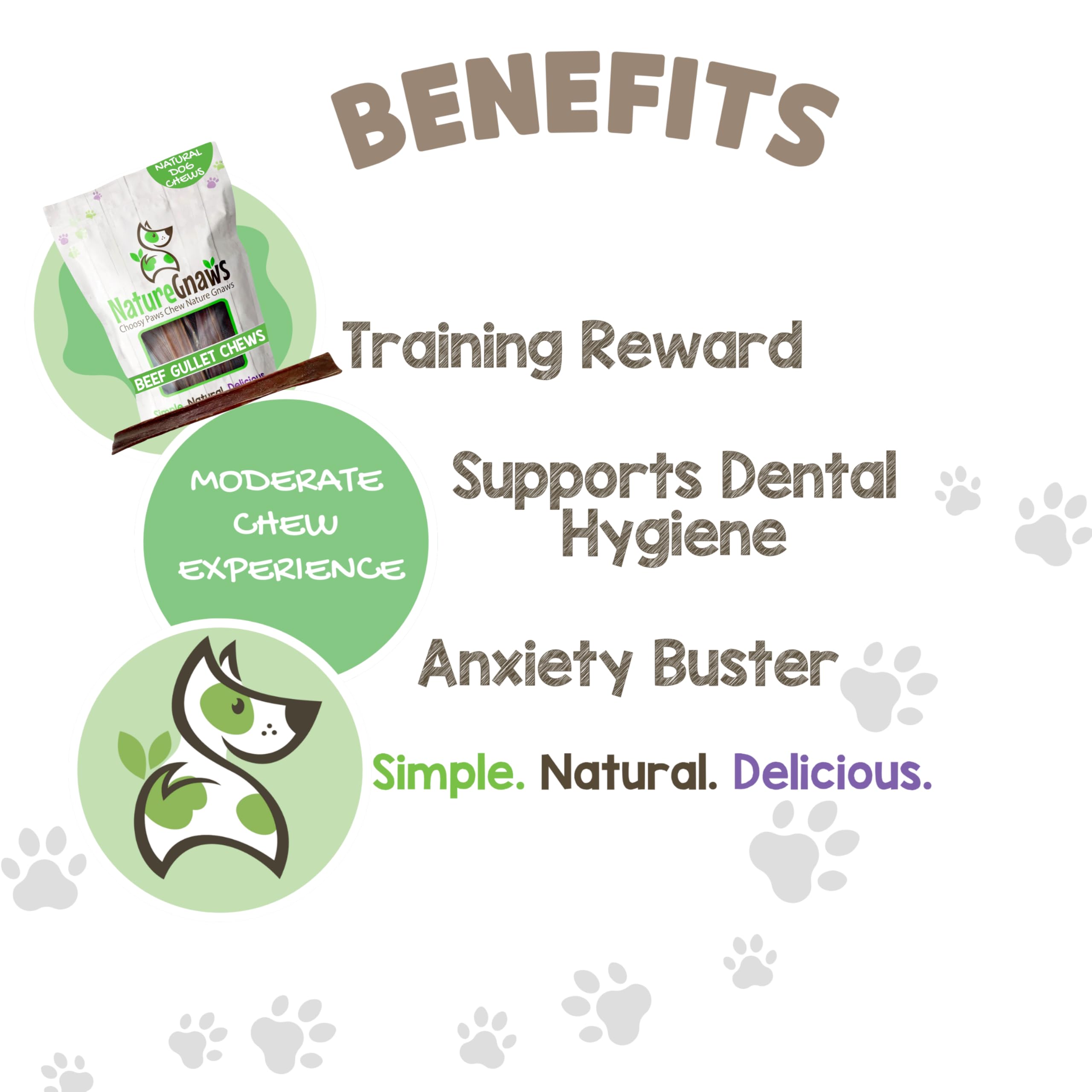 Nature Gnaws Beef Gullet Chews for Small Dogs 4-5" (20 Count) - Natural Beef Jerky Stick Dog Chew Treats - Rawhide Free