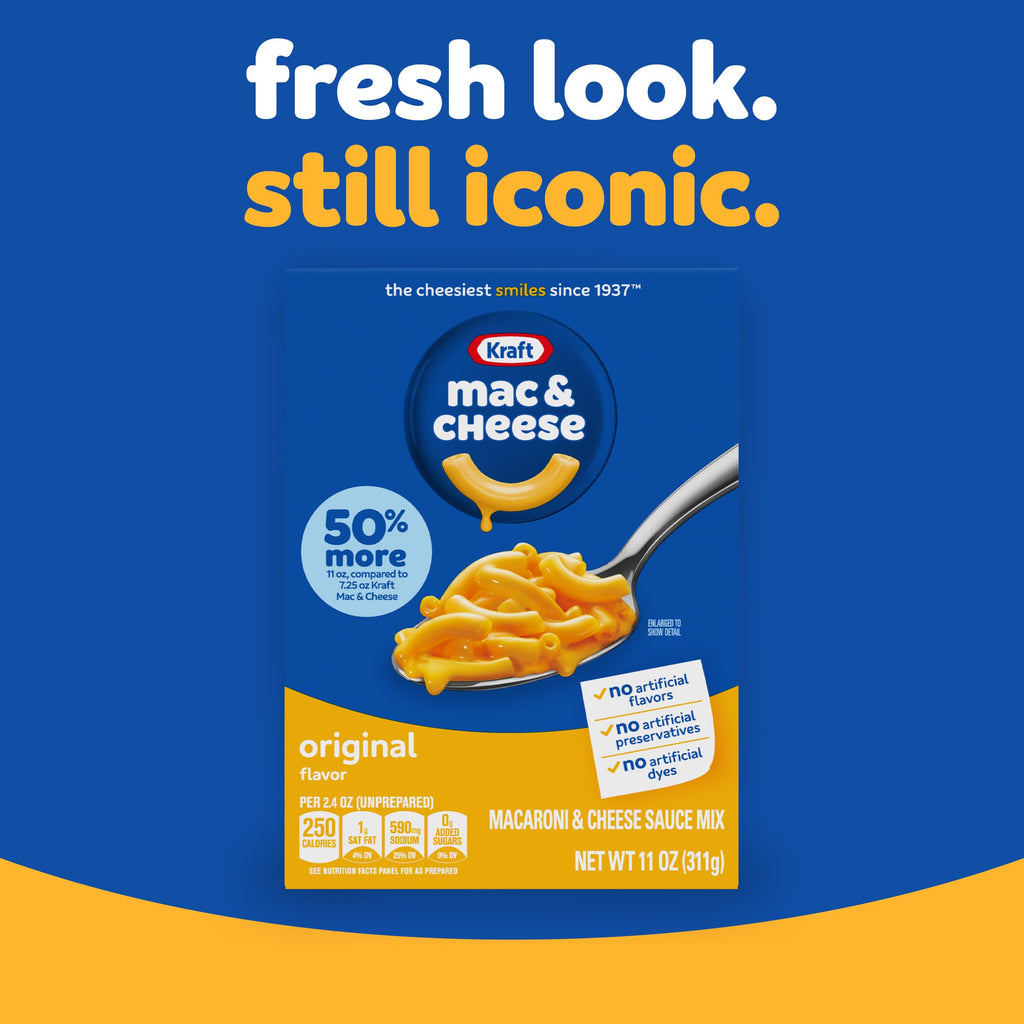 Kraft Mac and Cheese, 4 Boxes, for Easy Dinner or Dinner Sides, Original Flavor, No Artificial Flavors, Preservatives or Dyes, 7.25 oz
