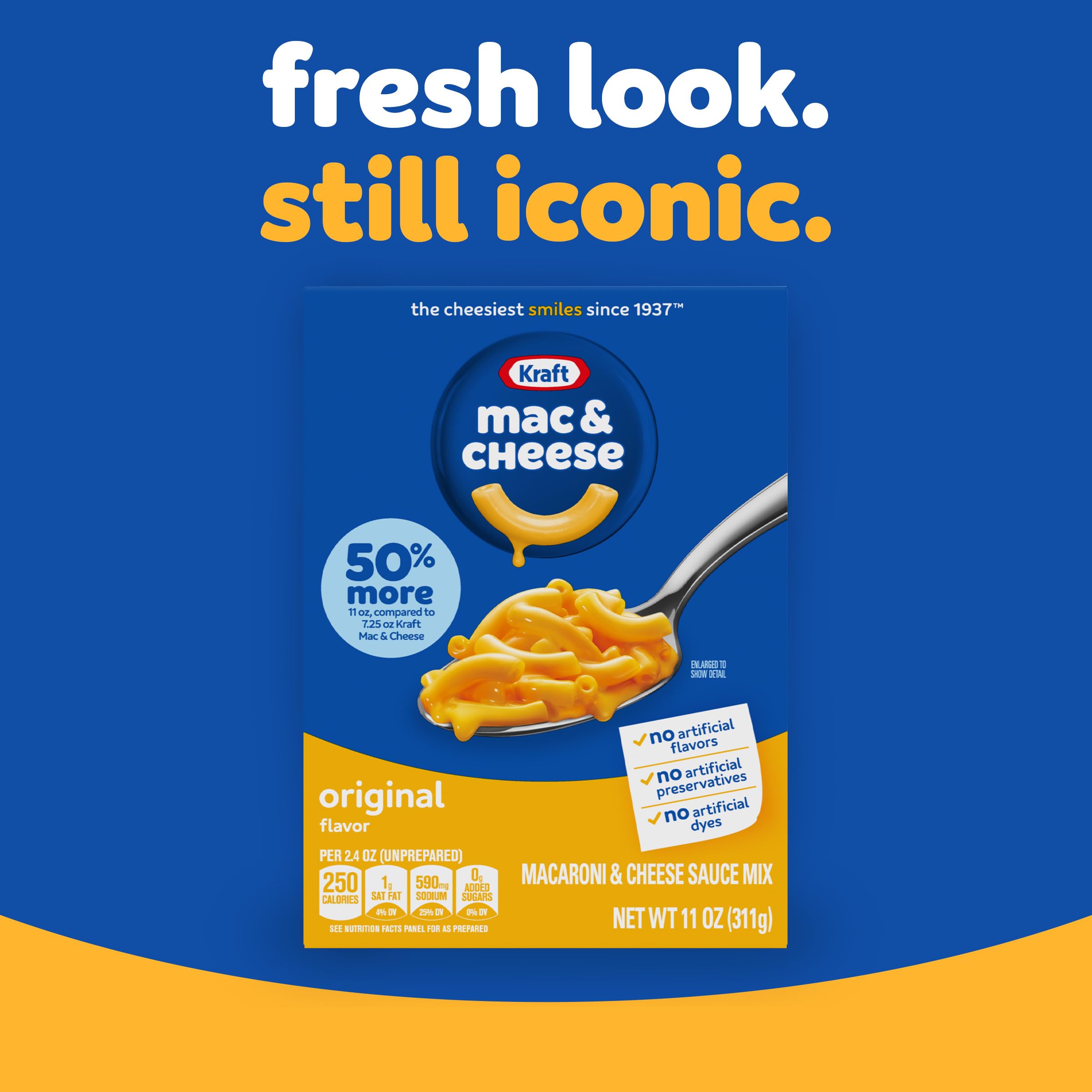 Kraft Mac and Cheese, 4 Boxes, for Easy Dinner or Dinner Sides, Original Flavor, No Artificial Flavors, Preservatives or Dyes, 7.25 oz