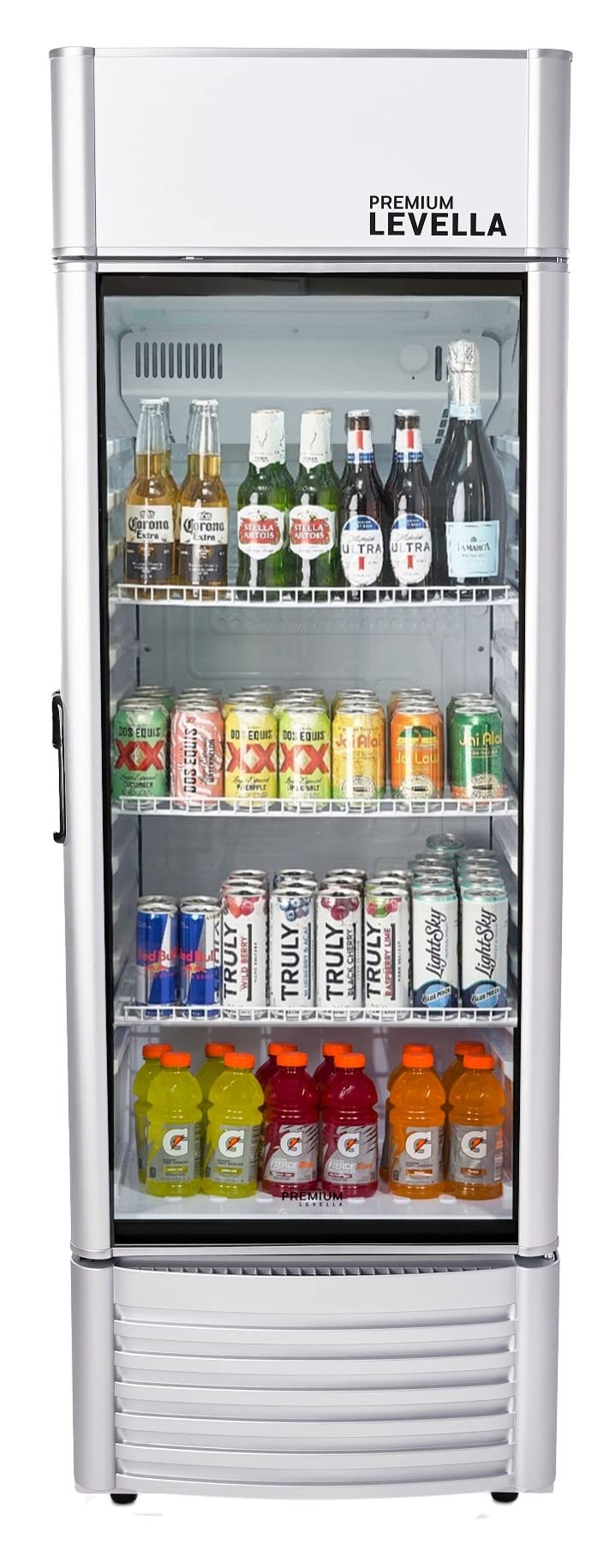 PremiumLevella PRF37DX Glass Door Display Refrigerator 3.1 cu ft Commercial Beverage Cooler Merchandiser - Black