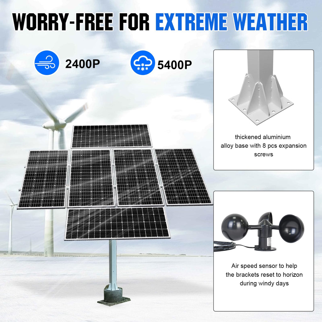 ECO-WORTHY 1200W Solar Tracker System: 6pcs 195W Monocrystalline Solar Panels, Dual-Axis Solar Tracking Kit with Tracker Controller for Shed Farm Yard Hut Field and Any Off-Grid