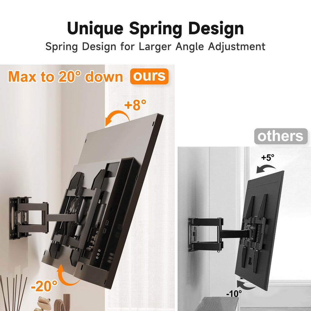 XINLEI Full Motion TV Wall Mount for Most 26"-70" Flat/Curved TV, Swivel Tilt Bracket with Articulating Dual Arms, Support 100lbs, Max VESA 400x400mm, Fits 12”/16" Wood Stud (MA570)