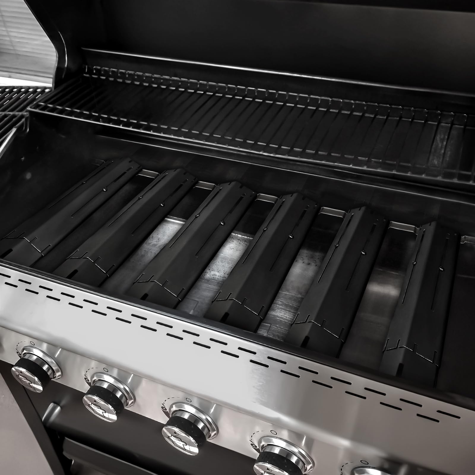 Unicook Adjustable Porcelain Steel Heat Plate, Extends from 11.75" up to 21" L，Grill Replacement Parts, Heavy Duty Heat Shield, Burner Cover, Flame Tamer for Gas BBQ, Pack of 1