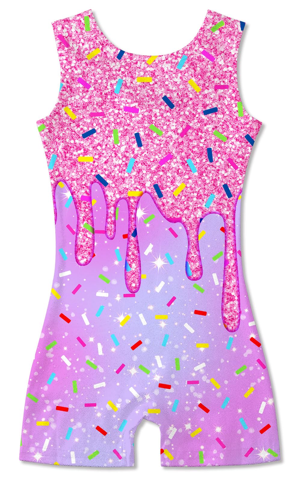 Funnycokid Gymnastics Leotards for Girls with Shorts Sparkly Kids Biketards Dance Unitard 3-10 Years