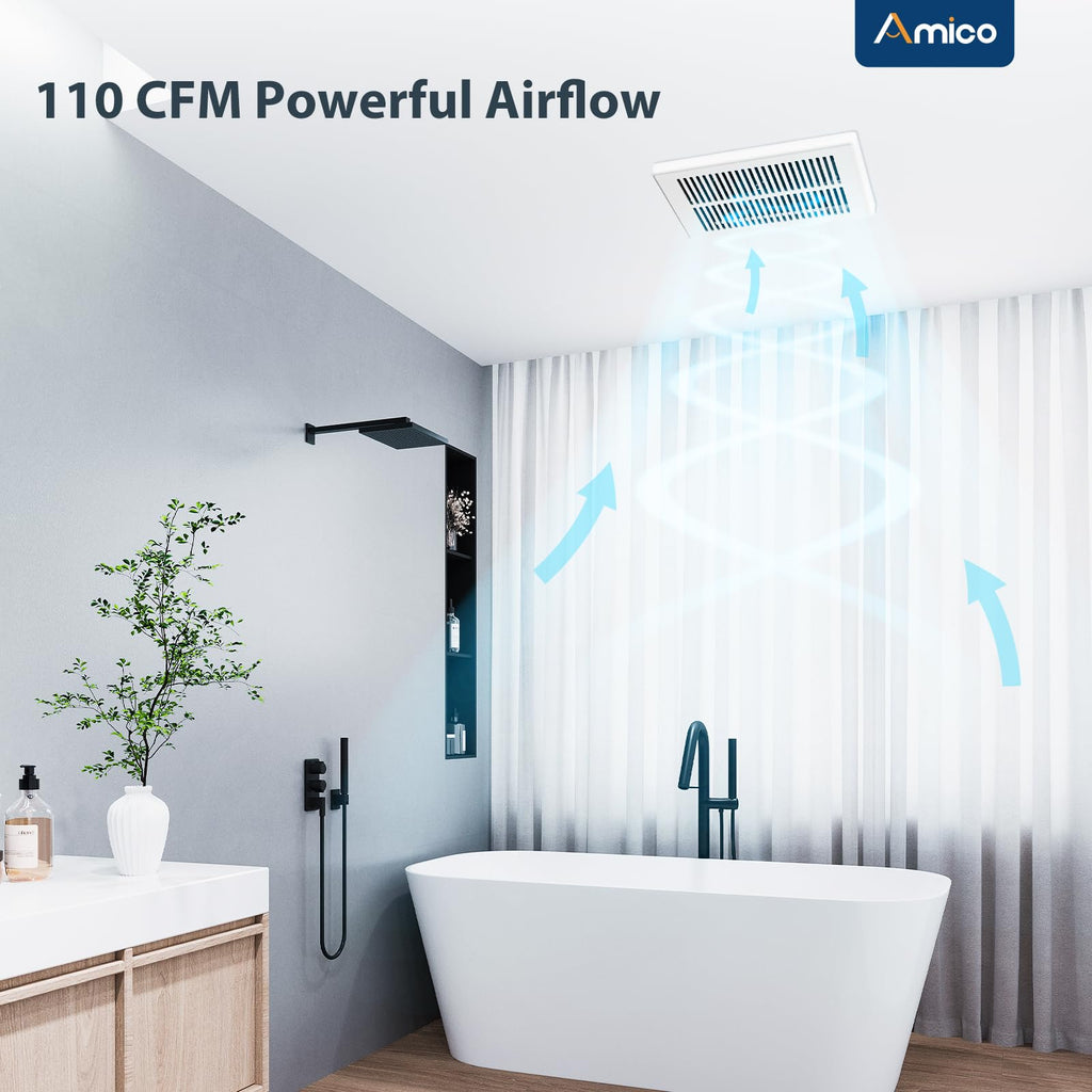 Amico Bathroom Exhaust Fan, 1.0 Sones, 80 CFM, Low Noise, Ceiling Mounted Retrofit Ventilation Fans, 4 Inch Duct, No Attic Access Needed- UL Certified