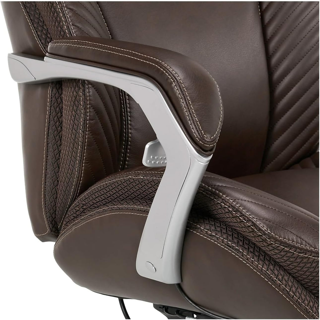 iComfort i6000 Series Big & Tall Ergonomic Bonded Leather High-Back Executive Chair, Brown/Silver