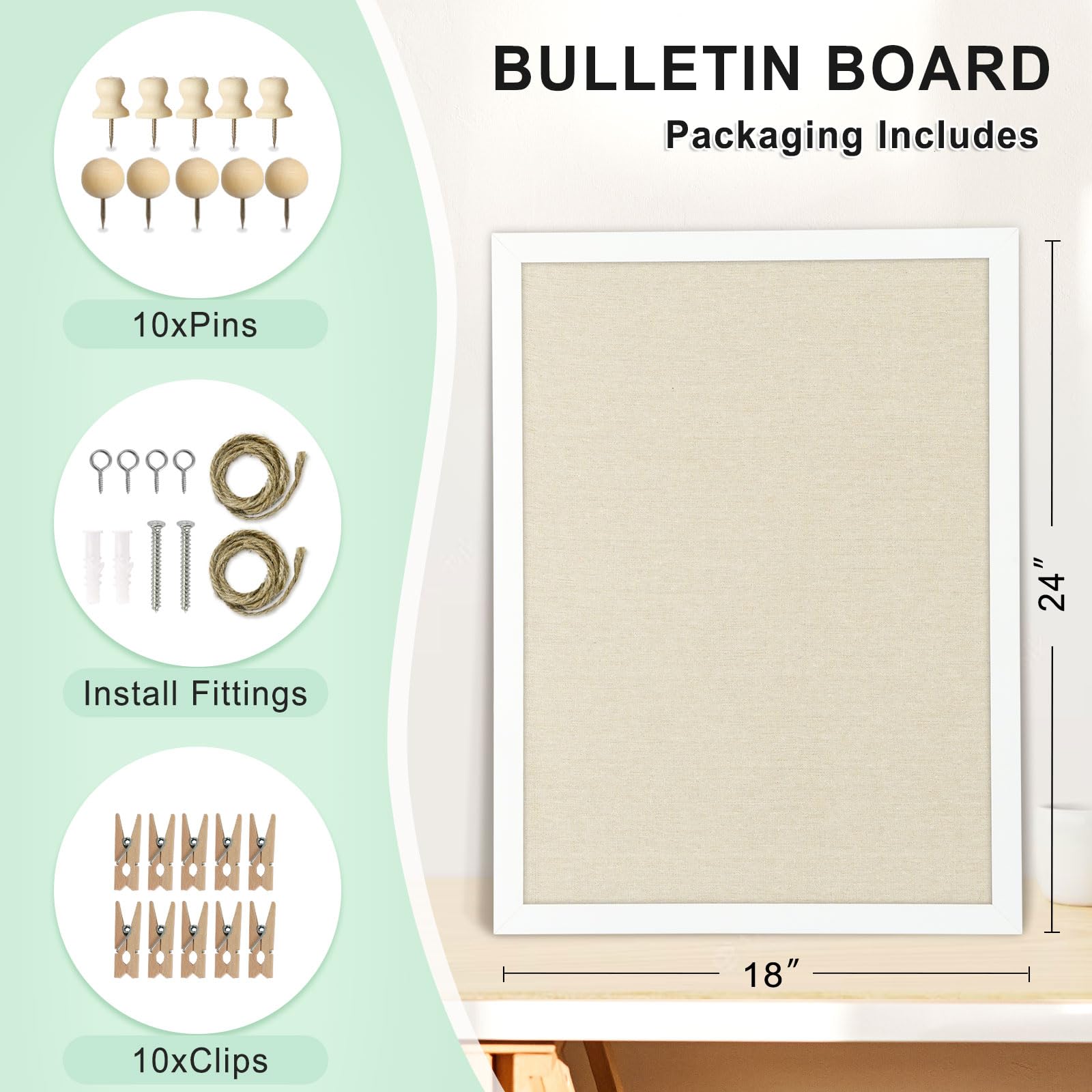 DOLLAR BOSS Black Cork Board with Linen Double-Sided 16''X 12'', Black Cork Boards for Walls, Wood Frame Bulletin Board Hanging Pin Board, Cork Board for Office Home School 1-Pack