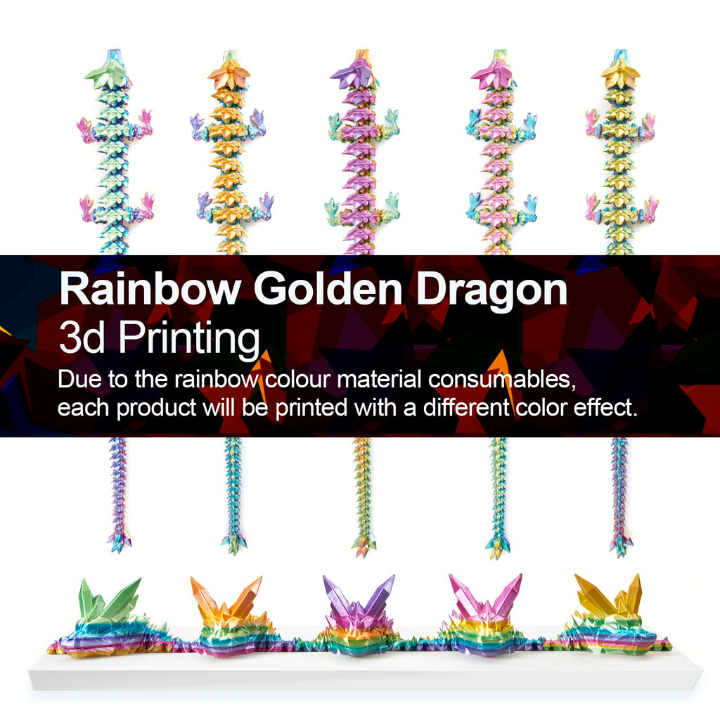 24" Large 3D Printed Dragon - Huge Articulated Crystal Dragon Fidget Toy, Giant Flexible 3D Dragon Figure, Birthday Gift for Boys Girls Kids & Collectors, Home Office Executive Desk Decor