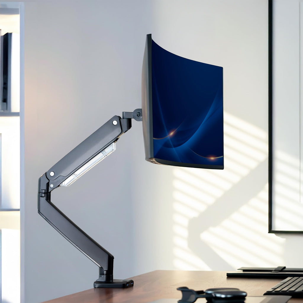 VIVO Premium Aluminum Tall Extended Monitor Arm for Ultrawide Monitors up to 49 inches and 33 lbs, Single Desk Mount Stand, Pneumatic Height Adjusting, Max VESA 100x100, Black, STAND-V101GT