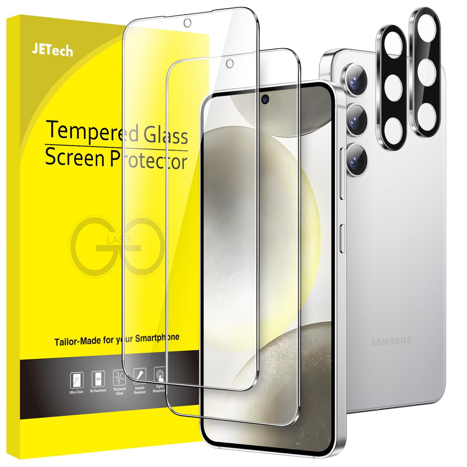 JETech Screen Protector for Samsung Galaxy S20 FE 6.5-Inch with Camera Lens Protector, Tempered Glass Film, Fingerprint ID Compatible, HD Clear, 2-Pack Each
