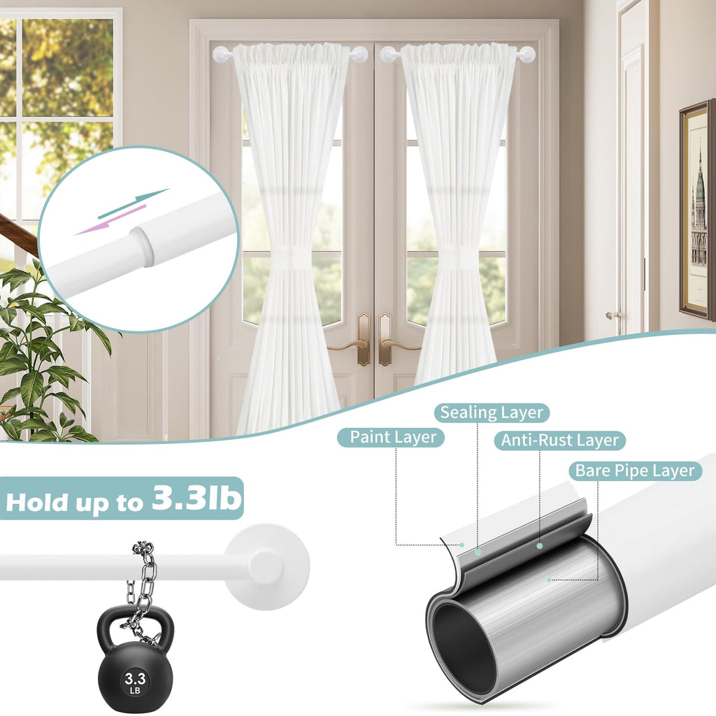 Gold Magnetic Curtain Rod for Door:Magnet Curtain Rods for Classroom Whiteboard,Small Adjustable Magnetic Towel Bar,Tool-Free French Magnet Pole with Leather Protective Cover No Drilling 16-28"
