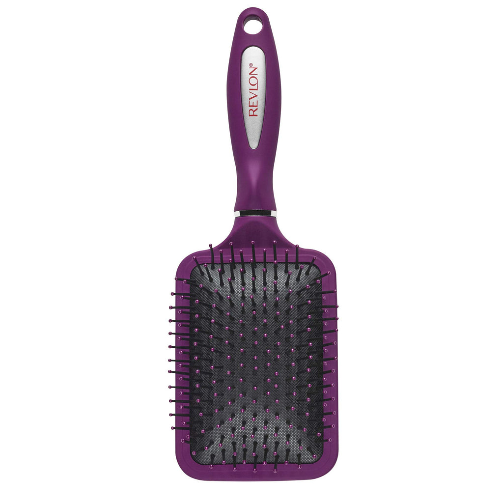 Revlon Straight & Smooth Soft Touch Paddle Hair Brush Set, Black + Berry
