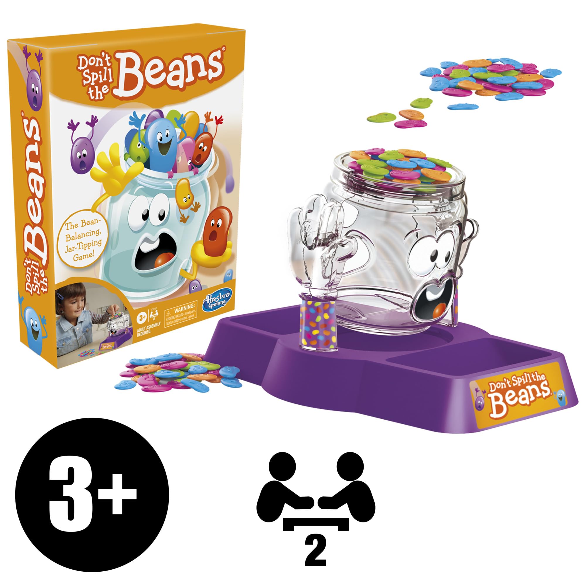 Hasbro Gaming Don't Spill The Beans Game for Kids, Easy and Fun Balancing Game for Children Ages 3 and Up, Easter Gifts for Boys and Girls, Preschool Games for 2 Players, Kids Board Games