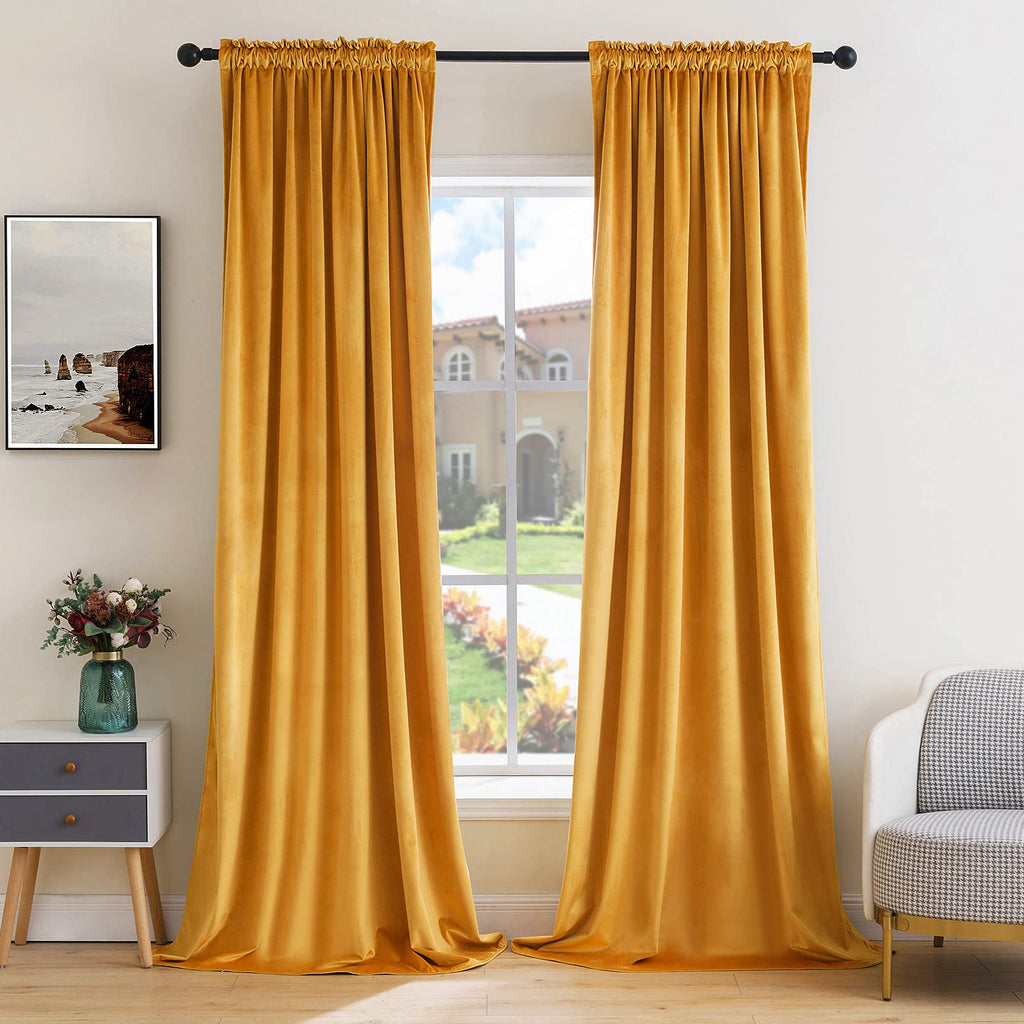 MIULEE Black Velvet Curtains Thermal Insulated Blackout Halloween Curtain Drapes for Bedroom Living Room Darkening 63 Inches Long Curtains Panels Rod Pocket Set of 2