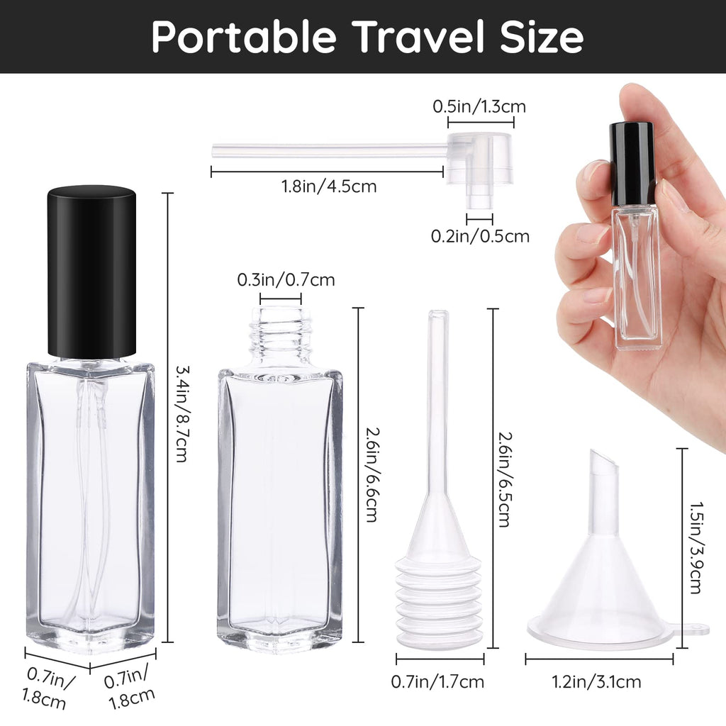 Segbeauty 0.34oz Mini Perfume Spray Bottles, 10Pack 10ml Glass Travel Perfume Atomizer Refillable, Small Empty Cologne Atomizer for Frangrance, Sample Cologne Bottles Sprayer with Refill Tool