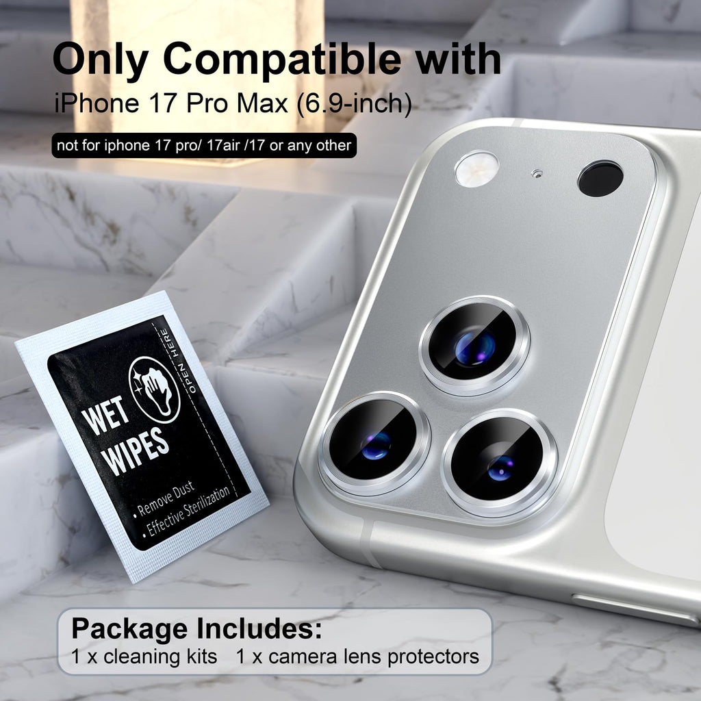 Choiche Compatible for iPhone 16 Pro/iPhone 16 Pro Max Camera Lens Protector, Bling Camera Cover with 9H Tempered Glass Lens Screen Protector Metal Ring Decoration Accessories(Black)