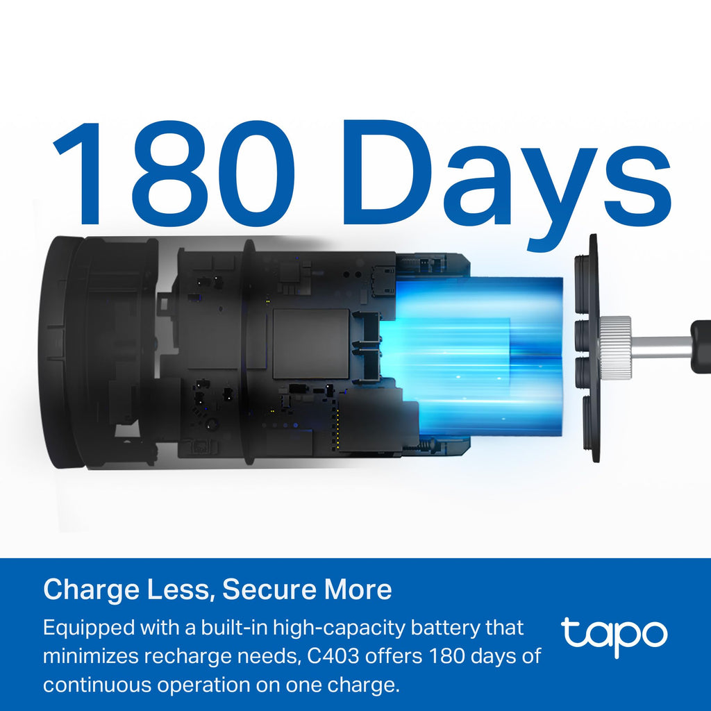 Tapo by TP-Link Wireless Outdoor Security Camera, 1080P, Up to 180 Days Battery Life, Free Person Detection, SD/Cloud Storage, Spotlight Color Night Vision, Alarm, No Hub Needed, Black, C403
