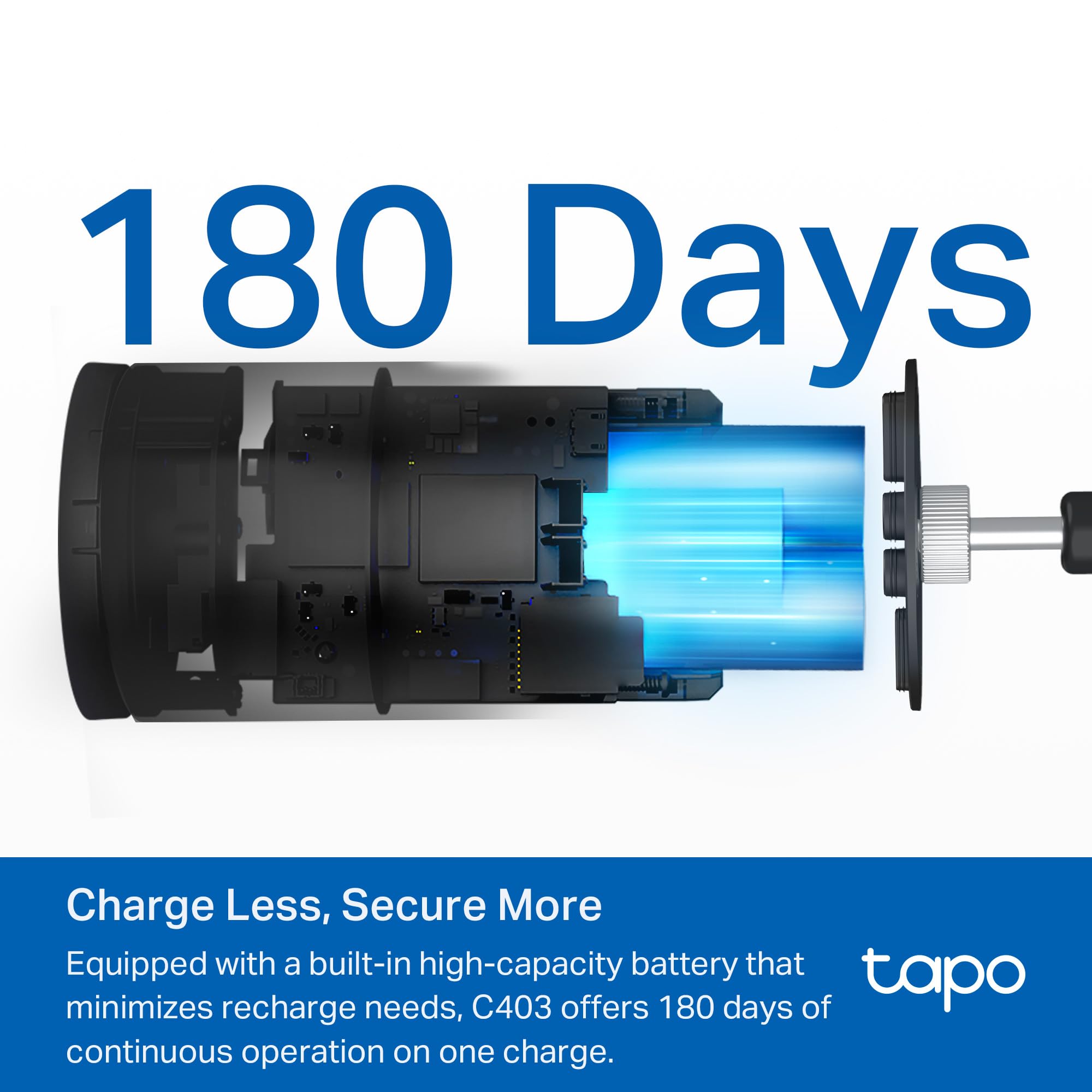 Tapo by TP-Link Wireless Outdoor Security Camera, 1080P, Up to 180 Days Battery Life, Free Person Detection, SD/Cloud Storage, Spotlight Color Night Vision, Alarm, No Hub Needed, Black, C403