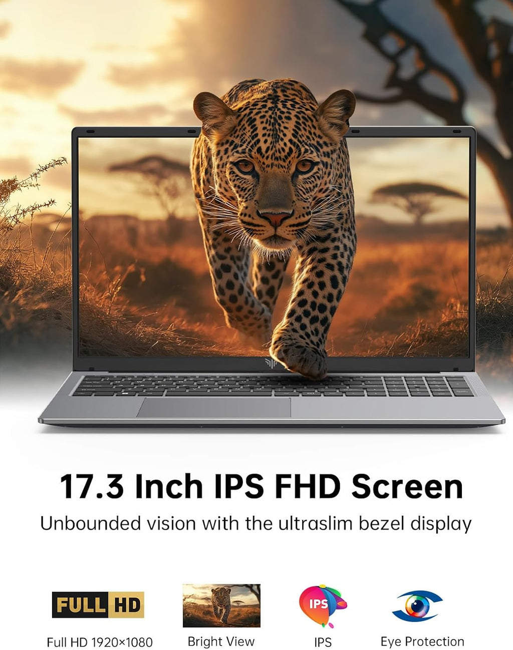 MALLRACE 2025 Laptop,17.3-Inch FHD Display Laptop with Quad Core-12th Alder Lake N97(Up to 3.6GHz), 16GB RAM 512GB ROM Traditional Laptop Computer, 6000Mah Battery,Silver