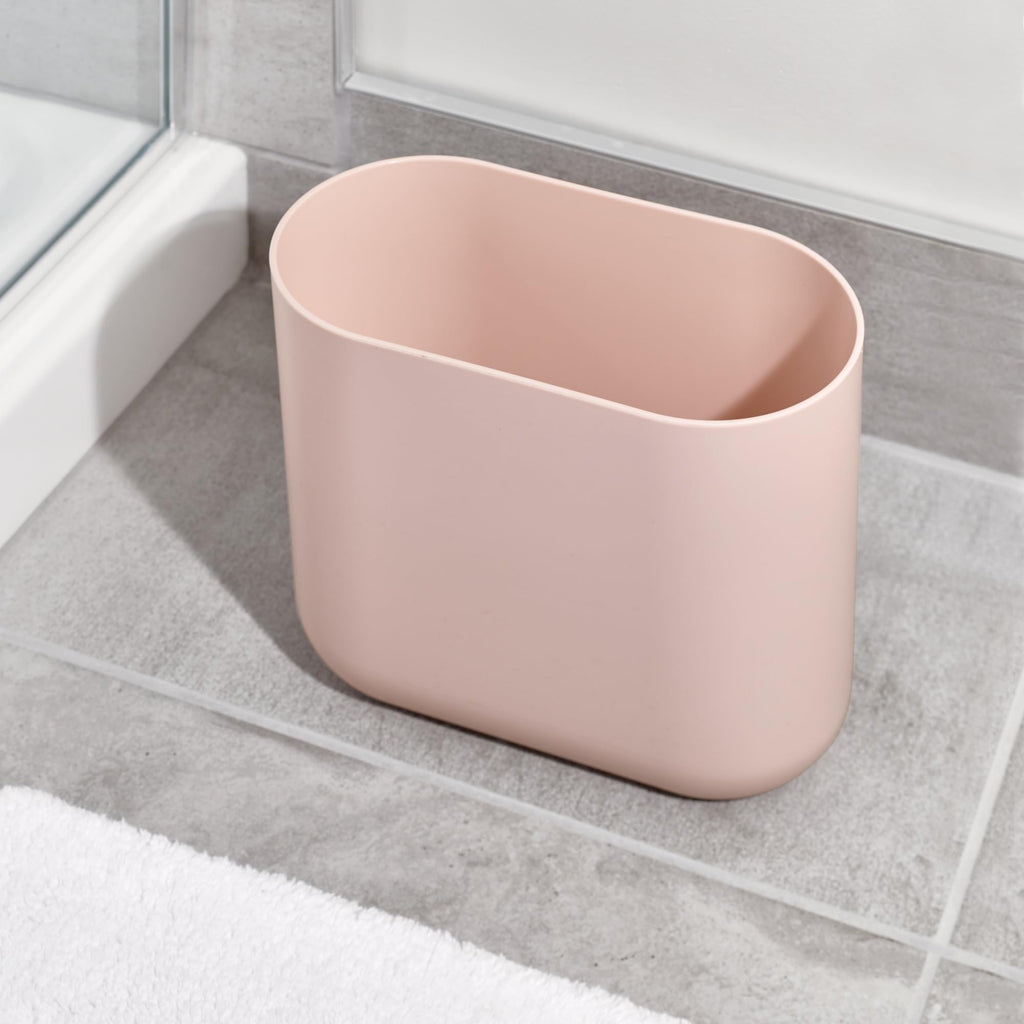 iDesign Small Slim Plastic Bathroom Trash Can, Black | Garbage Can for Bedroom, Office, Desk, Dorm