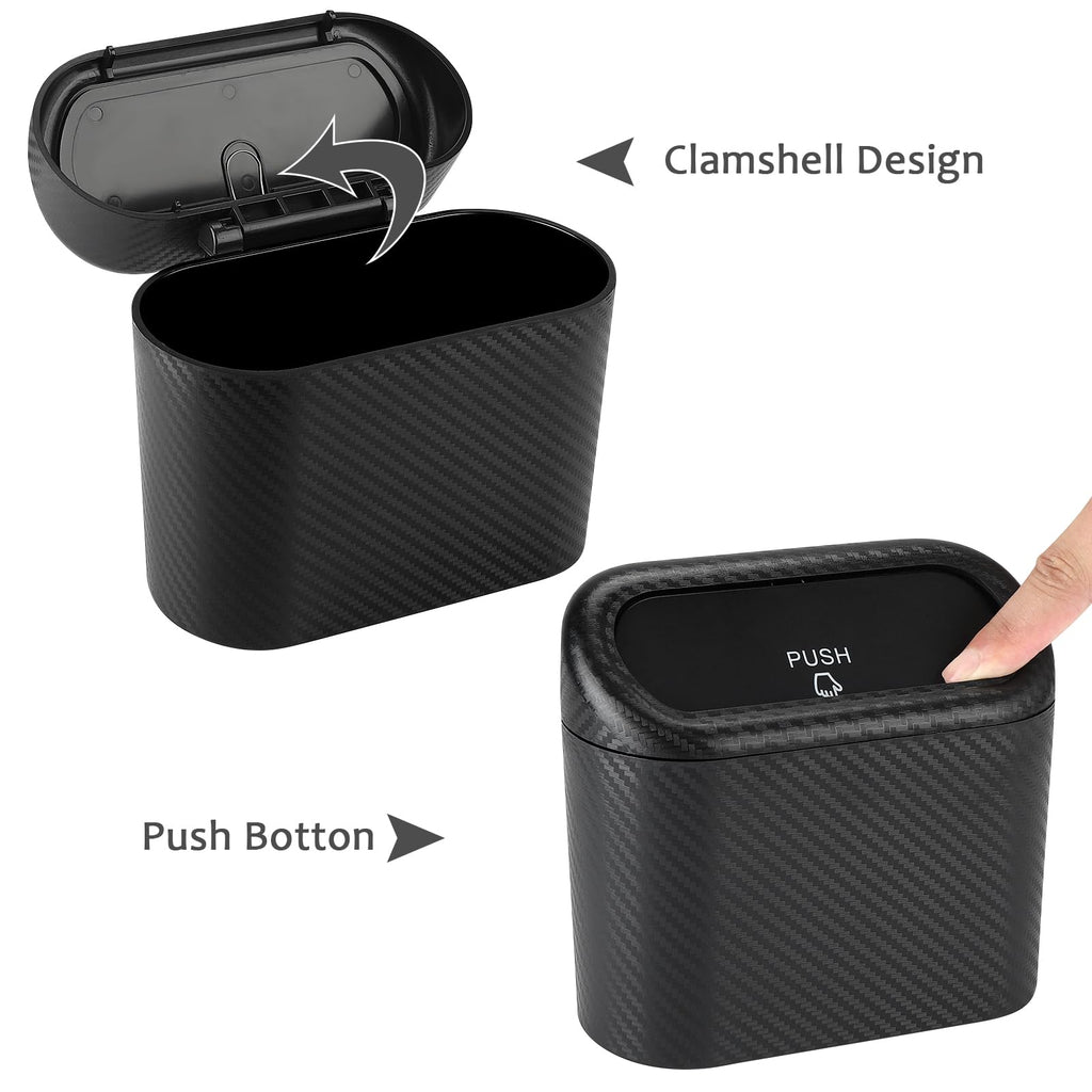 Accmor Car Trash Can with Lid, Mini Auto Dustbin Garbage Organizer with 30 Pcs Plastic Trash Bag, Automotive Garbage Container Bin for Vehicle, Home, Office