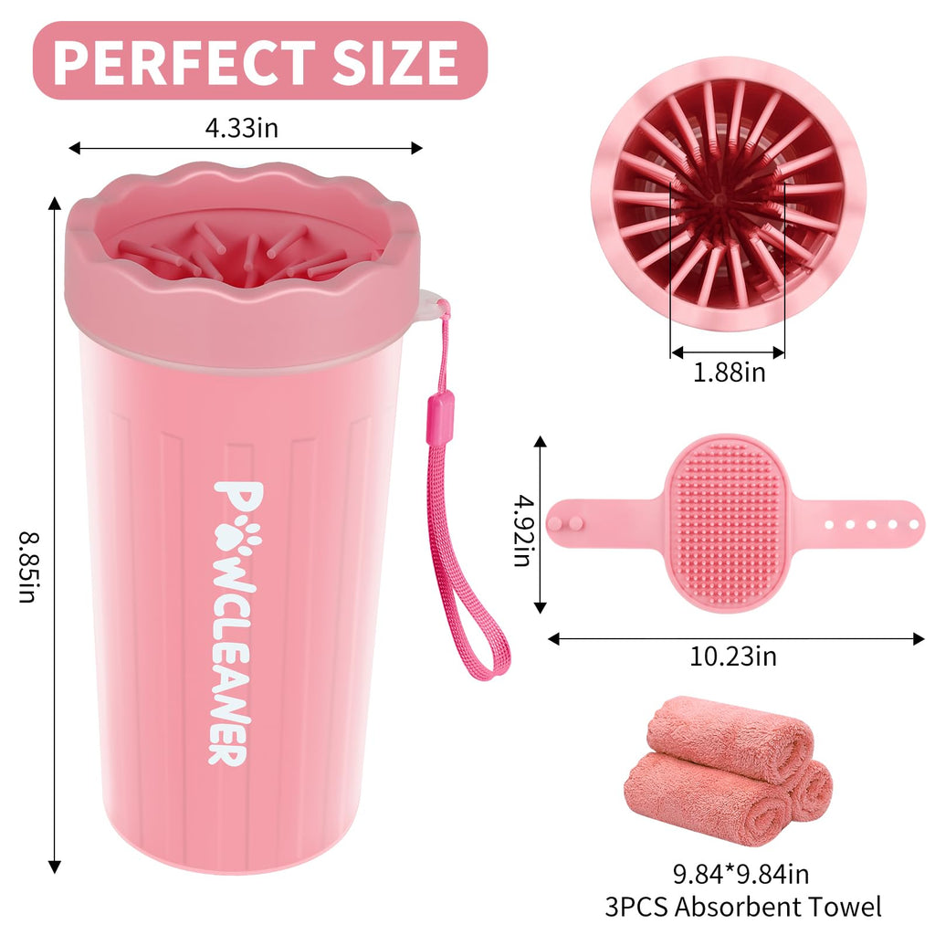 Professional 7 in 1 Dog Paw Cleaner for Dogs & Cats - Includes 1 Portable Paw Washer, 1 Bath Brush, 2 Dog Toothbrushes and 3 Absorbent Towels Note: Fits Paws up to 2 Inches Wide (Small, Black)