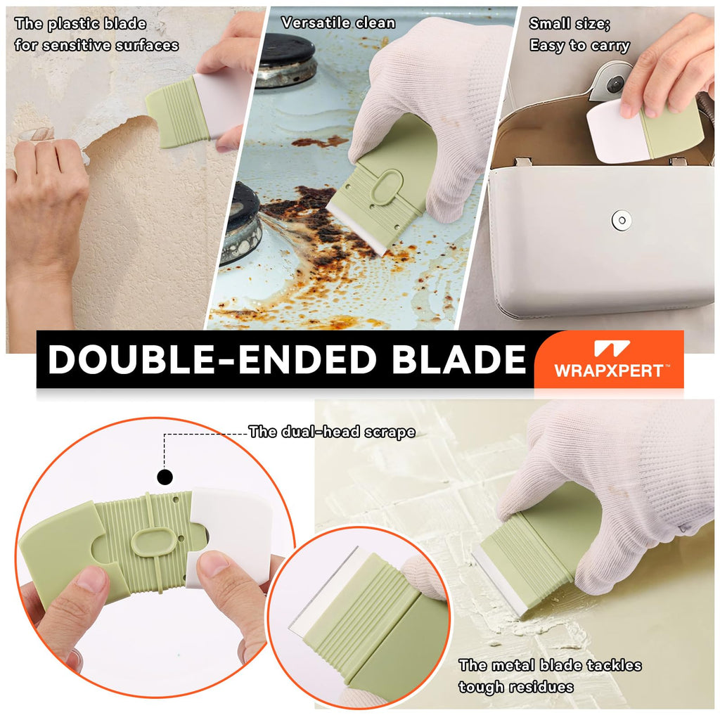 WRAPXPERT Wallpaper Tools, Smoothing Tool Kit for Peel and Stick Wallpaper/Contact Paper/Vinyl Backsplash Applying, with Squeegee Smoother, Seam Roller, Razor Scraper, Knife and Blades