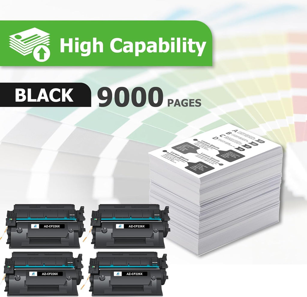 Aztech 26X CF226X Toner Cartridge Compatible Replacement for HP 26X CF226X 26A CF226A for HP LaserJet Pro M402n M402dw M402dn Pro MFP M426fdw M426fdn M426dw Printer (Black 4-Pack)