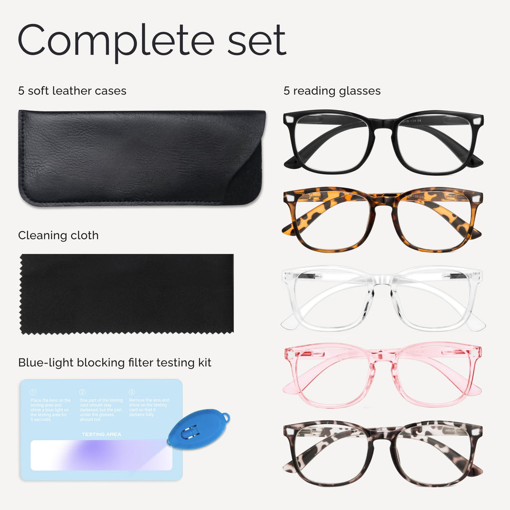 CCVOO Mix & Match Reading Glasses for Women - Lightweight, Comfortable Fit, Clear Vision - Blue Light Blocking