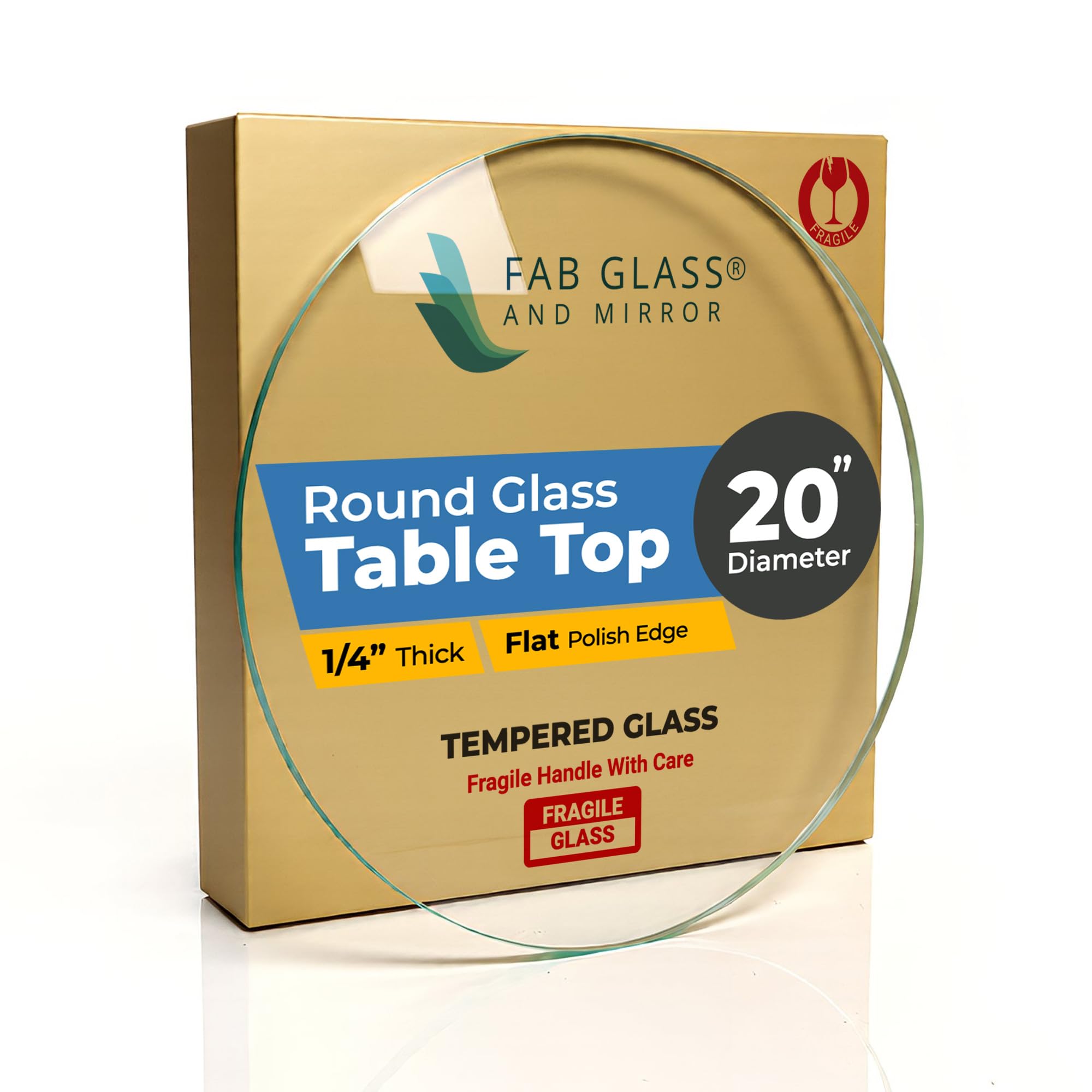 12" Inch Round Glass Table Top 1/2" Thick Tempered Beveled Edge by Fab Glass and Mirror