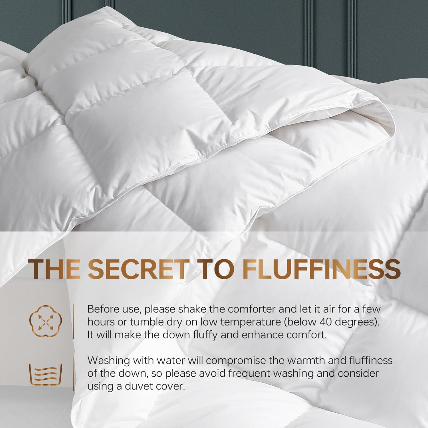 C&W Twin/Twin XL Down Comforter All Season, 750 Fill Power, Duvet Insert, 30oz Fill Weight, 100% Cotton Shell, Noiseless, Breathable, Lightweight, Machine Washable, Baffle Box, White (68"x90")