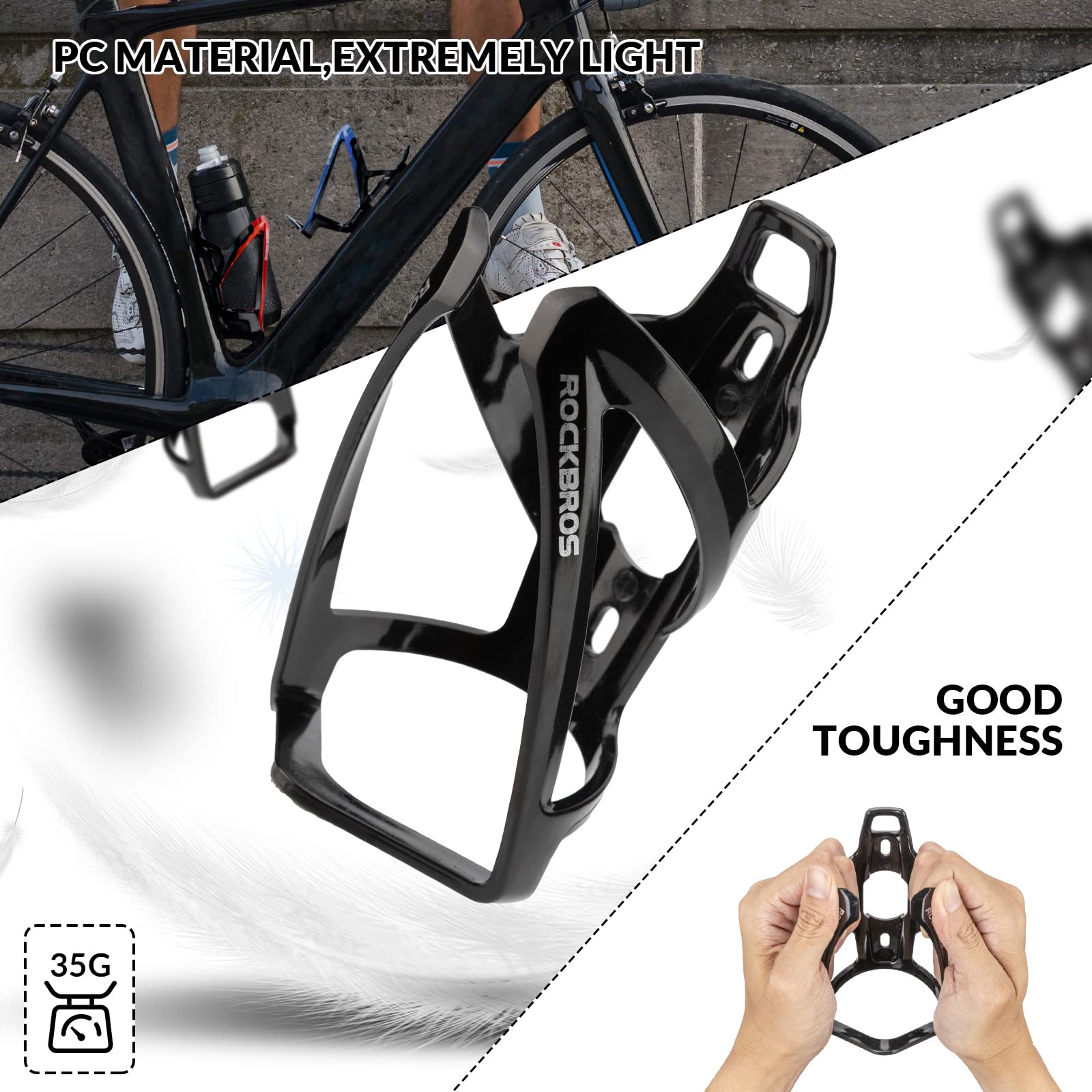 ROCKBROS Bike Water Bottle Holder Ultra-Light Bicycle Bottle Cages with Screws Tool, Universal Bike Cup Holder Rack for Road MTB Bikes…