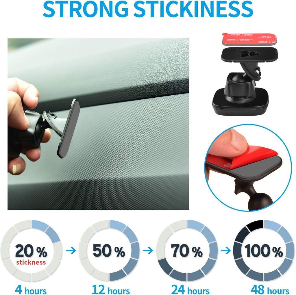 APPS2Car 3M VHB Adhesive Pads Replacement Tape, 4-Pack Double-Sided Mounting Pads for Magnetic Car Phone Mount, Sticky Sticker Tapes for Dashboard & Windshield Mounts - Grey