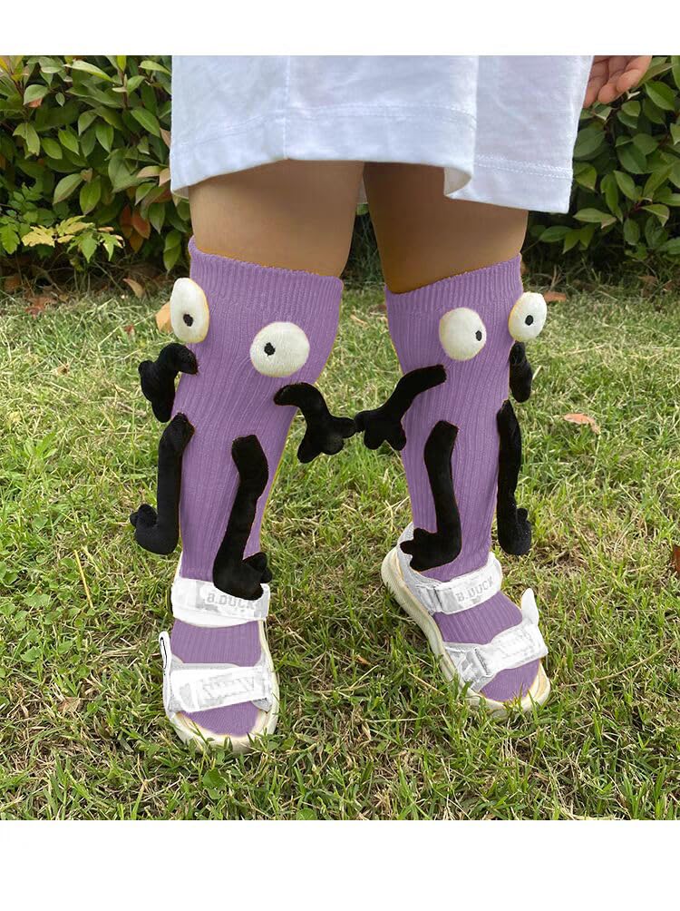 Holding Hands Socks for Kids Toddler Cute Crazy Silly Funny Novelty Magnetic Tube Cotton Socks Gifts 4-11 Years