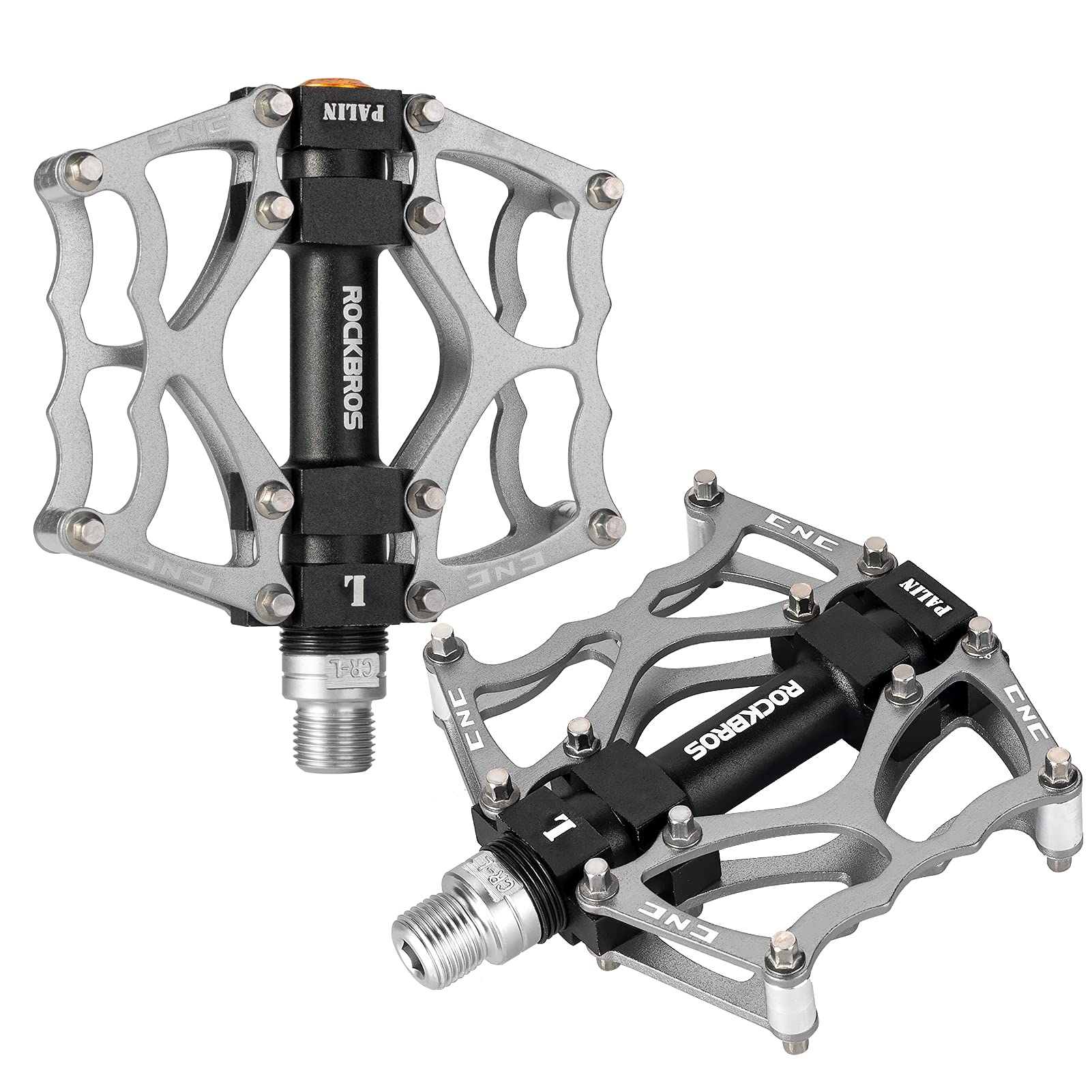 ROCKBROS Mountain Bike Pedals MTB Pedals CNC Non-Slip Lightweight Aluminum Alloy Bicycle Pedals Sealed Bearings Bicycle Platform Pedals 9/16" BMX Road Bike Pedal