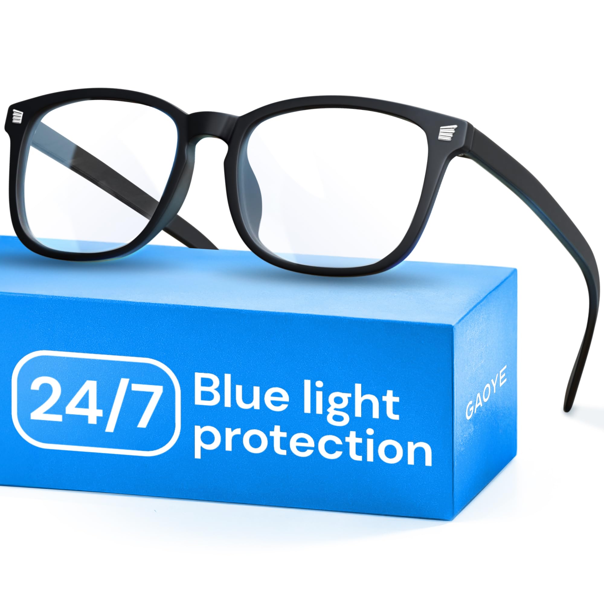 Gaoye Transparent, Clear Blue Light Glasses for Computer & Gaming - Anti UV Ray Lenses, Scratch-Resistant & Comfort Fit