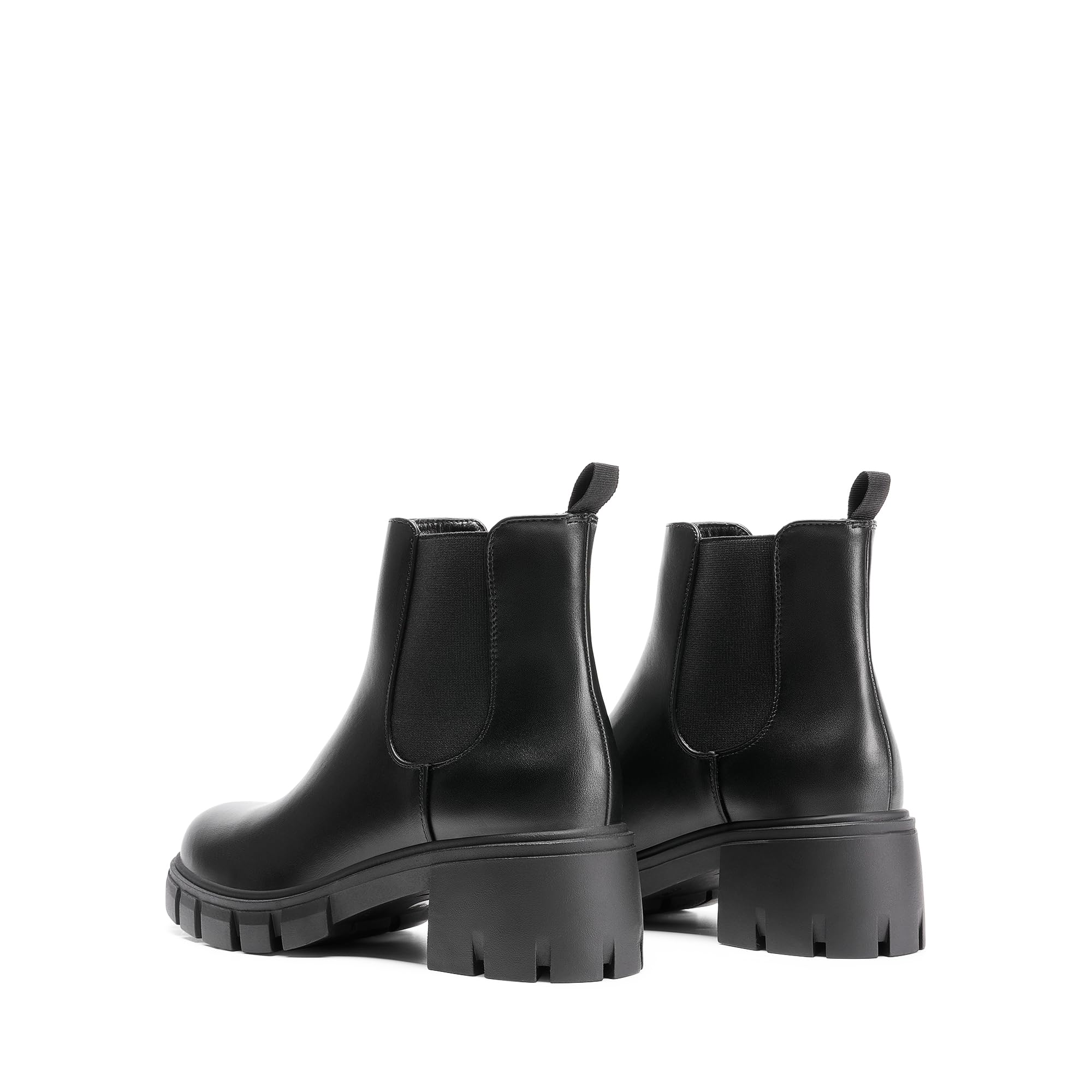 DREAM PAIRS Women's Elastic Chelsea Ankle Boots Platform Low Chunky Block Heel Lug Sole Slip on Fall Heeled Booties Shoes