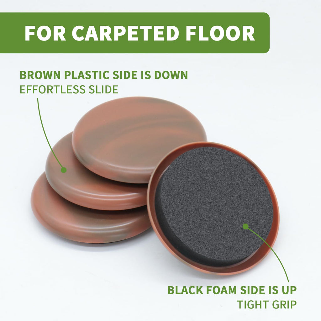 Furniture Sliders for Carpet 4 PCS - 9 1/2 inch Furniture Moving Slider Chair Legs Floors Protectors– Move Your Furniture Easy & Safely (for Carpet)