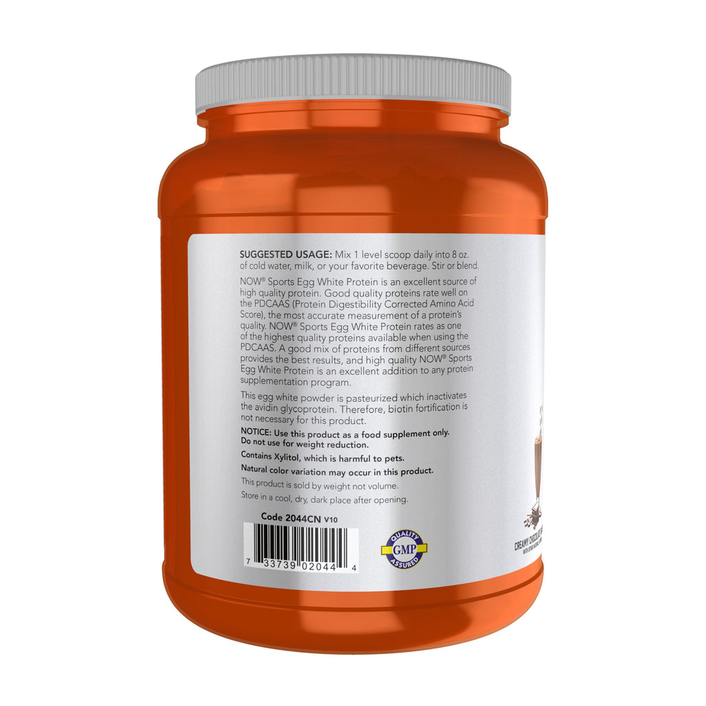 NOW Foods Sports Nutrition, Egg White Protein, 20 g With BCAAs, Creamy Chocolate Powder, 1.5-Pound