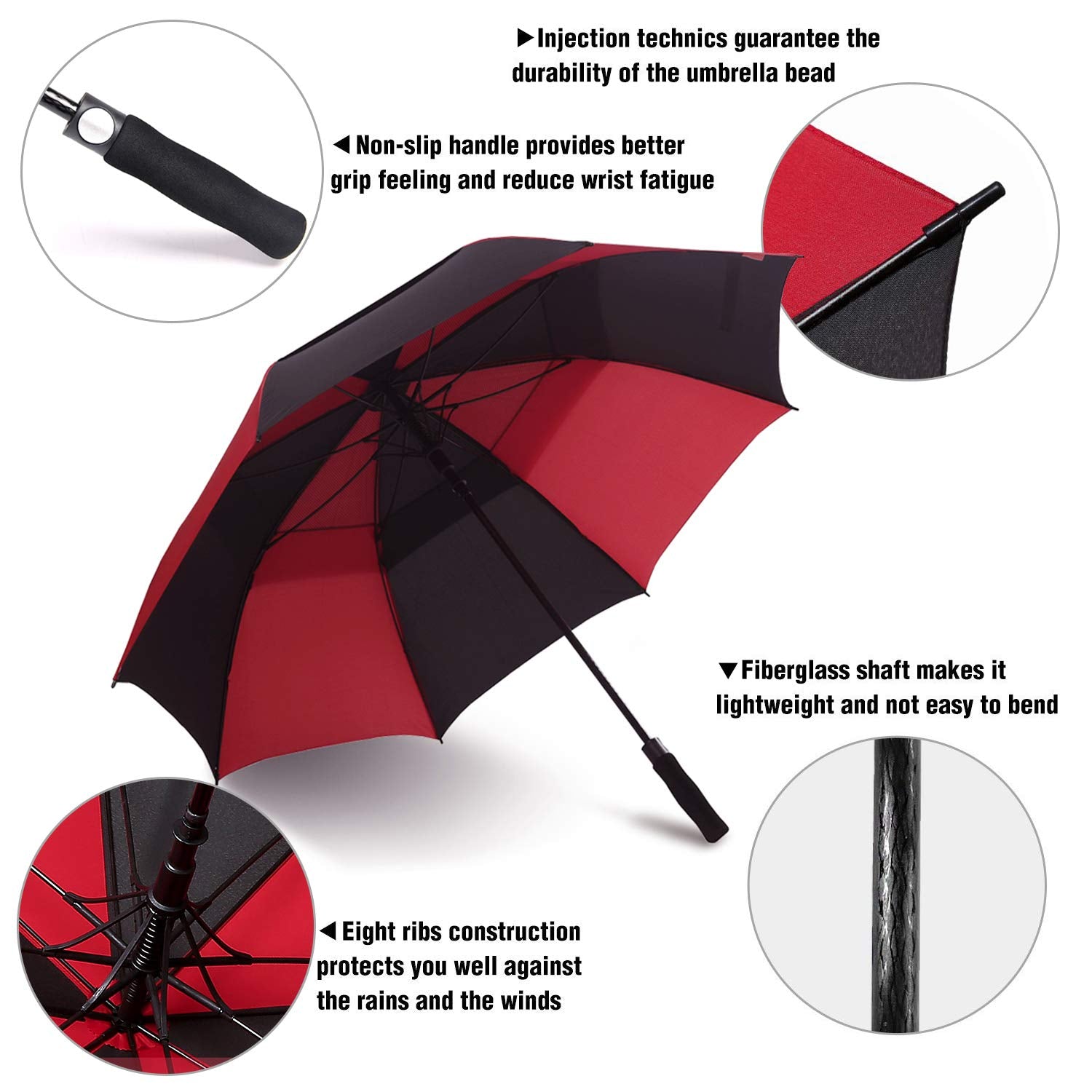 ACEIken Golf Umbrella Large 58/62/68 Inch Automatic Open Golf Umbrella Extra Large Oversize Double Canopy Vented Umbrella Windproof Waterproof for Men and Women