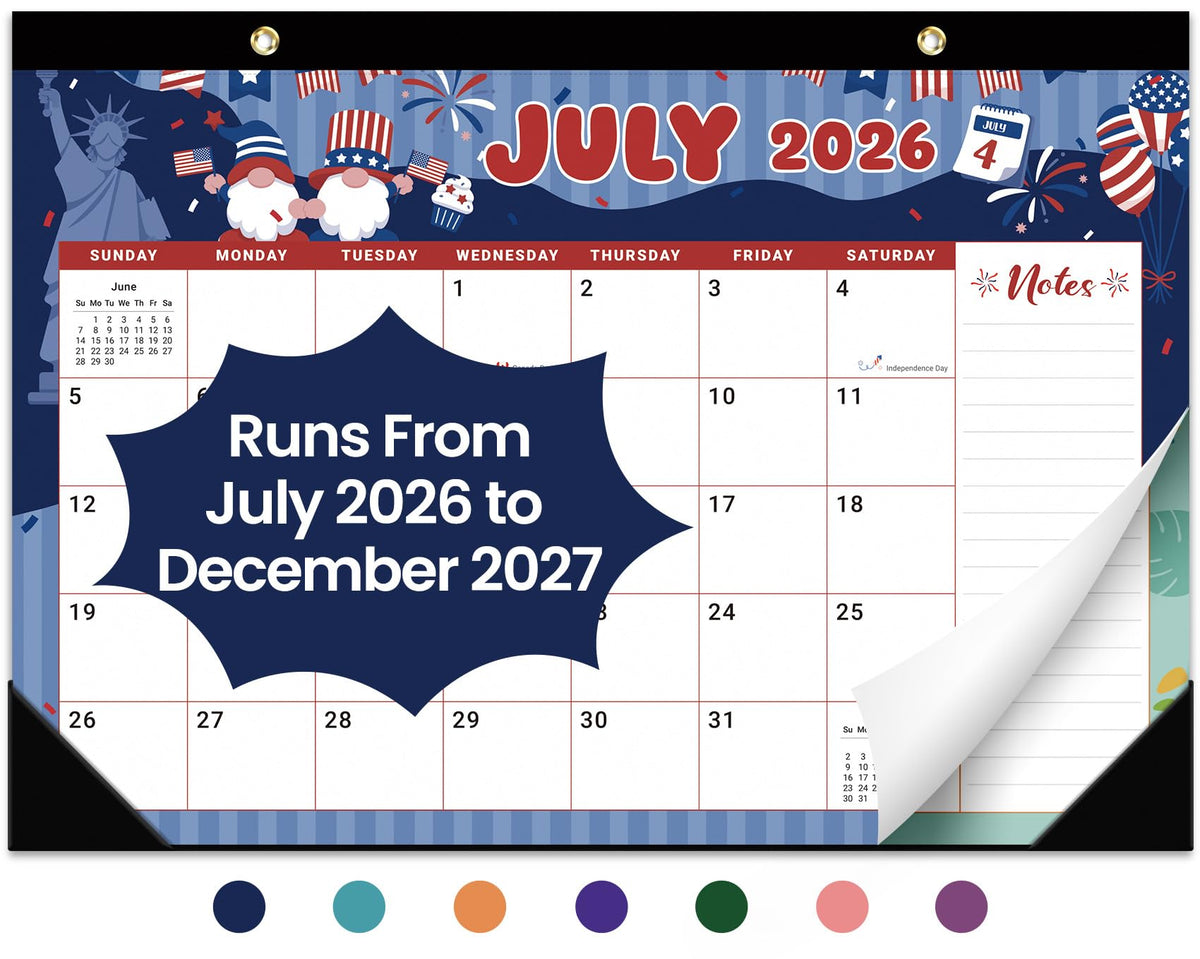 Desk Calendar 2026-2027, 21-Month Calendar Runs Until June 2027, Large 17" x 12" Monthly Desktop & Wall Calendar for Home & Office - Floral