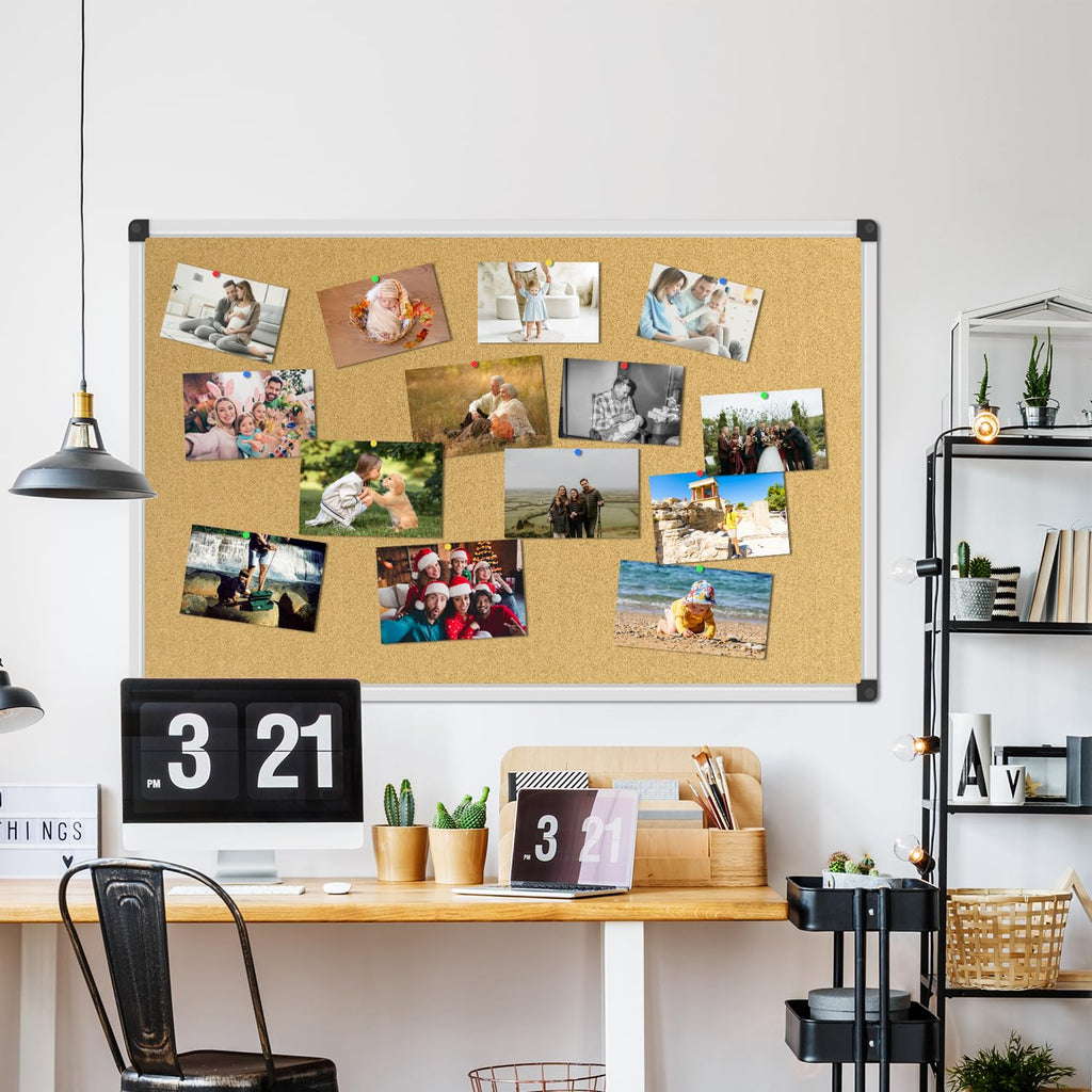 XBoard 24 x 18 Inch Wall-Mounted Office Cork Board, Notice Bulletin Board with Aluminum Frame
