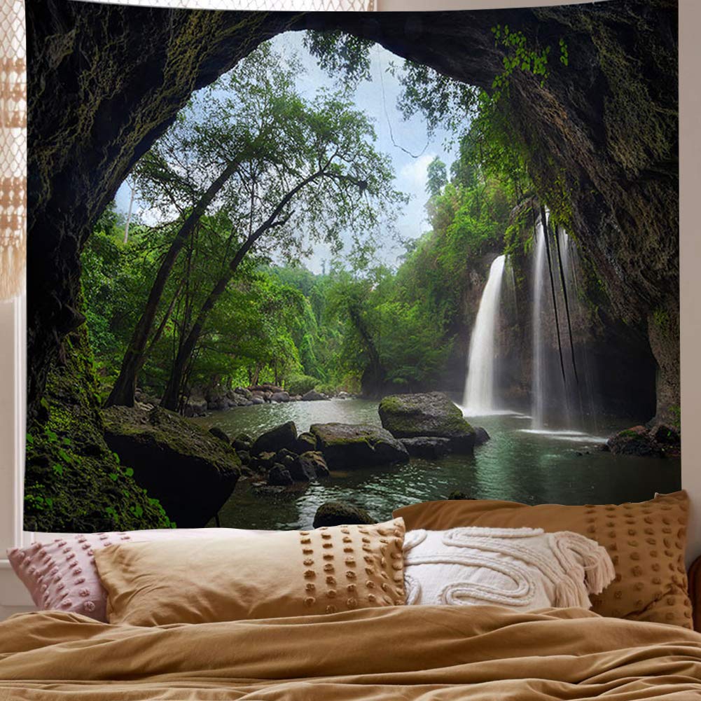 Llamazing Forest Landscape Home Decor - Living Room & Bedroom Magic Tapestry (Sunlight&Creek, 60''L51''W)