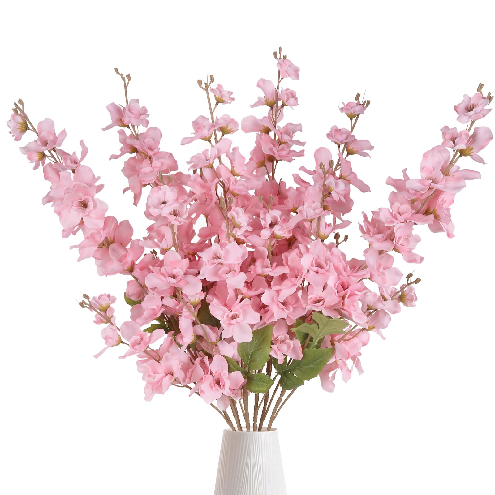 6PCS Blue Delphinium Artificial Flower Lifelike Silk Larkspur Flowers Plant 35.43" Long Stem Blossoms Fake Flowers for Tall Vase Floral Arrangements Home Table Wedding Decor(Blue)