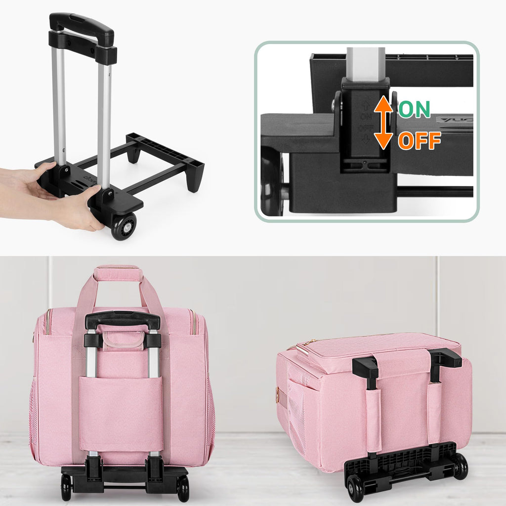 LUXJA Rolling Teacher Bag with Laptop Compartment and Detachable Dolly, Multifunctional Rolling Teacher Tote Bag (Patent Pending), Black