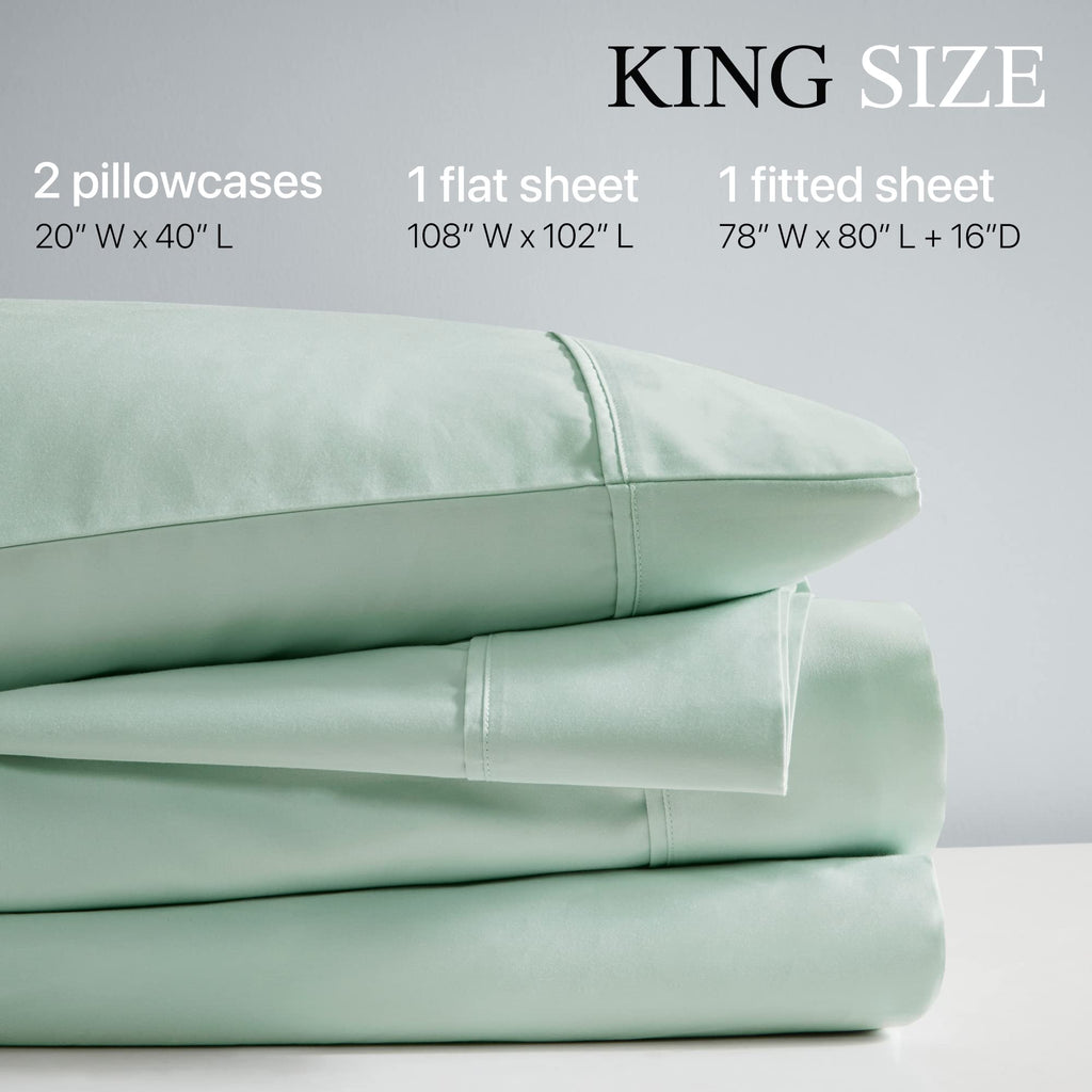 Beautyrest 1000 Thread Count, Solid Color Sheet Set, Elastic Deep Pocket, All Season, Breathable, HeiQ Smart Temperature, Soft Cotton Blend Bedding, Matching Pillowcase, King Ivory 4 Piece