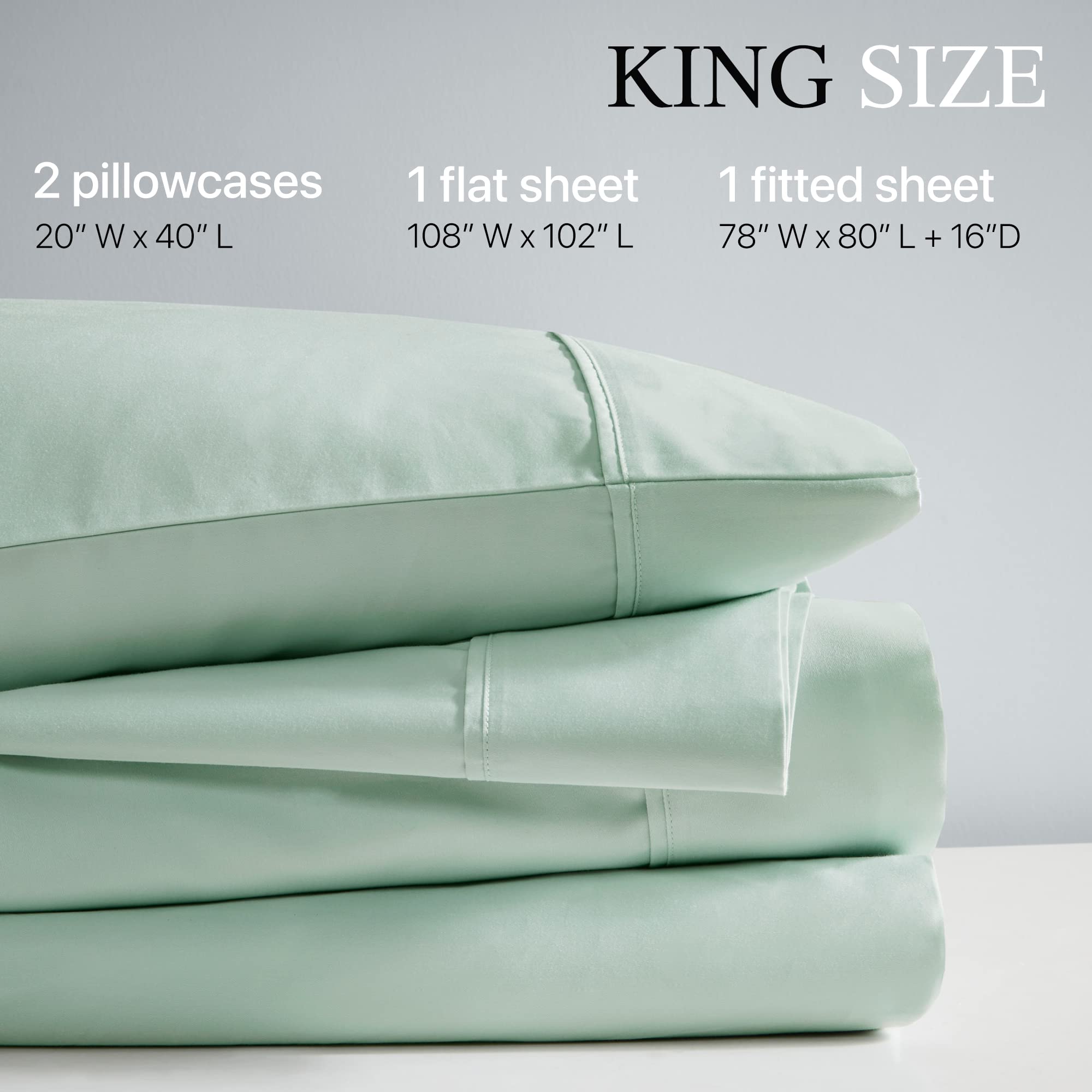 Beautyrest 1000 Thread Count, Solid Color Sheet Set, Elastic Deep Pocket, All Season, Breathable, HeiQ Smart Temperature, Soft Cotton Blend Bedding, Matching Pillowcase, King Ivory 4 Piece