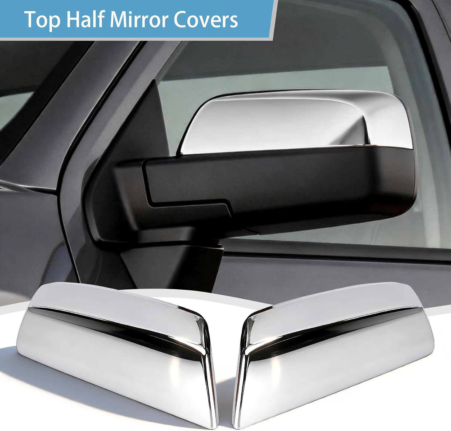 Chrome Door Handle Covers+Top Half Mirror Covers+Tailgate Cover (with Camera Hole) Compatible with Chevrolet Silverado GMC Sierra 1500 2500 3500 2014-2018 - Not for Towing Mirror