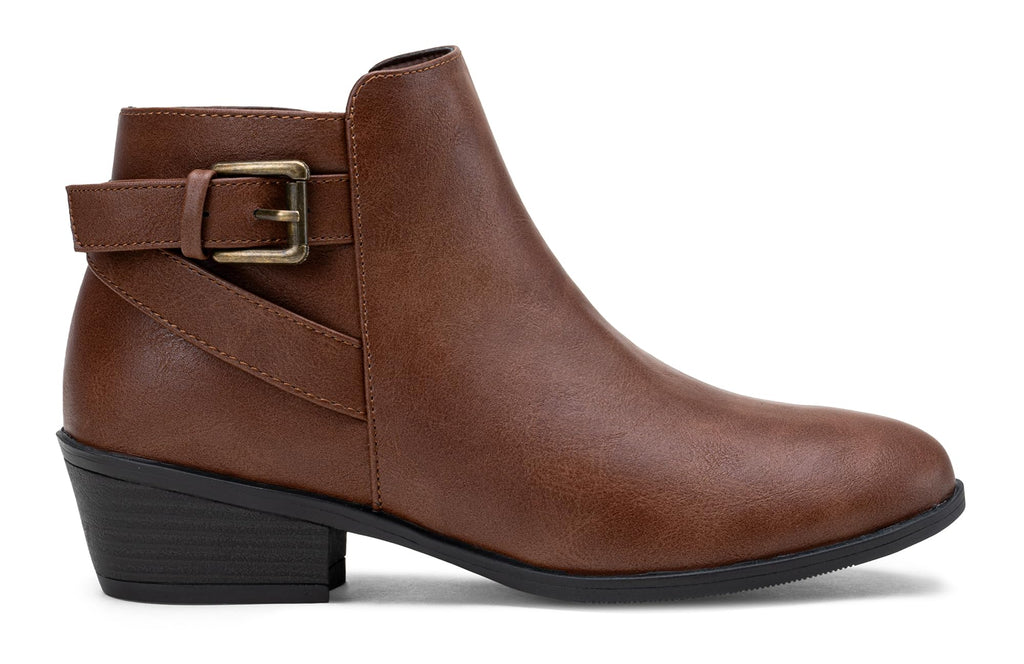 Vepose Women's Short Ankle Boots Low Heel, Western Cutout Perforated Booties